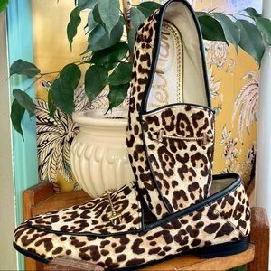 Leopard  print calf hair leather loafers